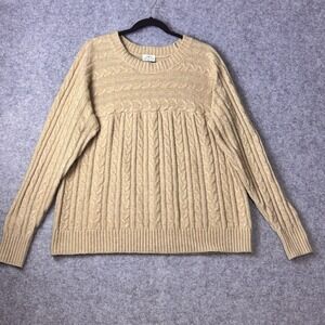 St Johns Bay Mens XXL Tan Beige Cable Knit Crewneck Sweater Pullover Long Sleeve